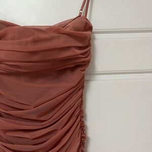 House of CB Ruched Dress in Rust